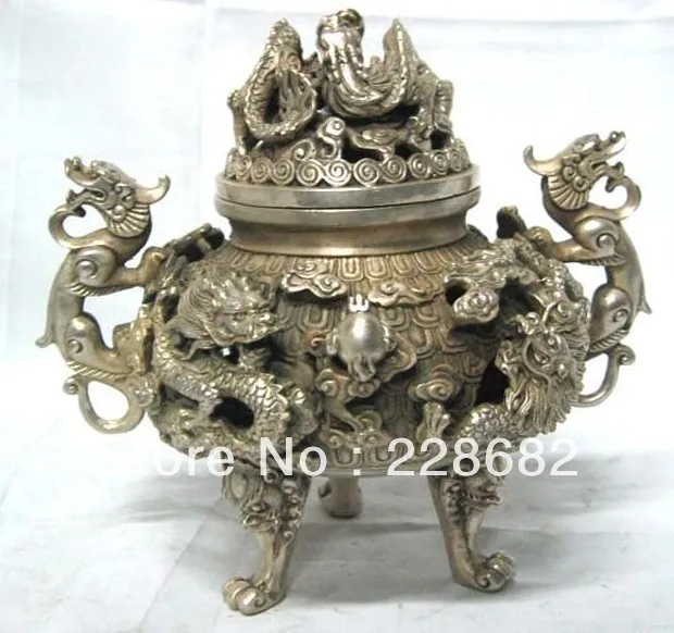 Details about   Chinese old Tibetan silver copper sculpture dragon incense burner Home Decoratio 