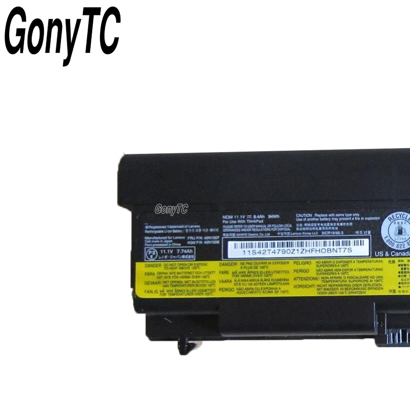 Оригинальный новый аккумулятор GONYTC 11 1 В 94WH 9 ячеек для ноутбука Lenovo Thinkpad SL430 W530