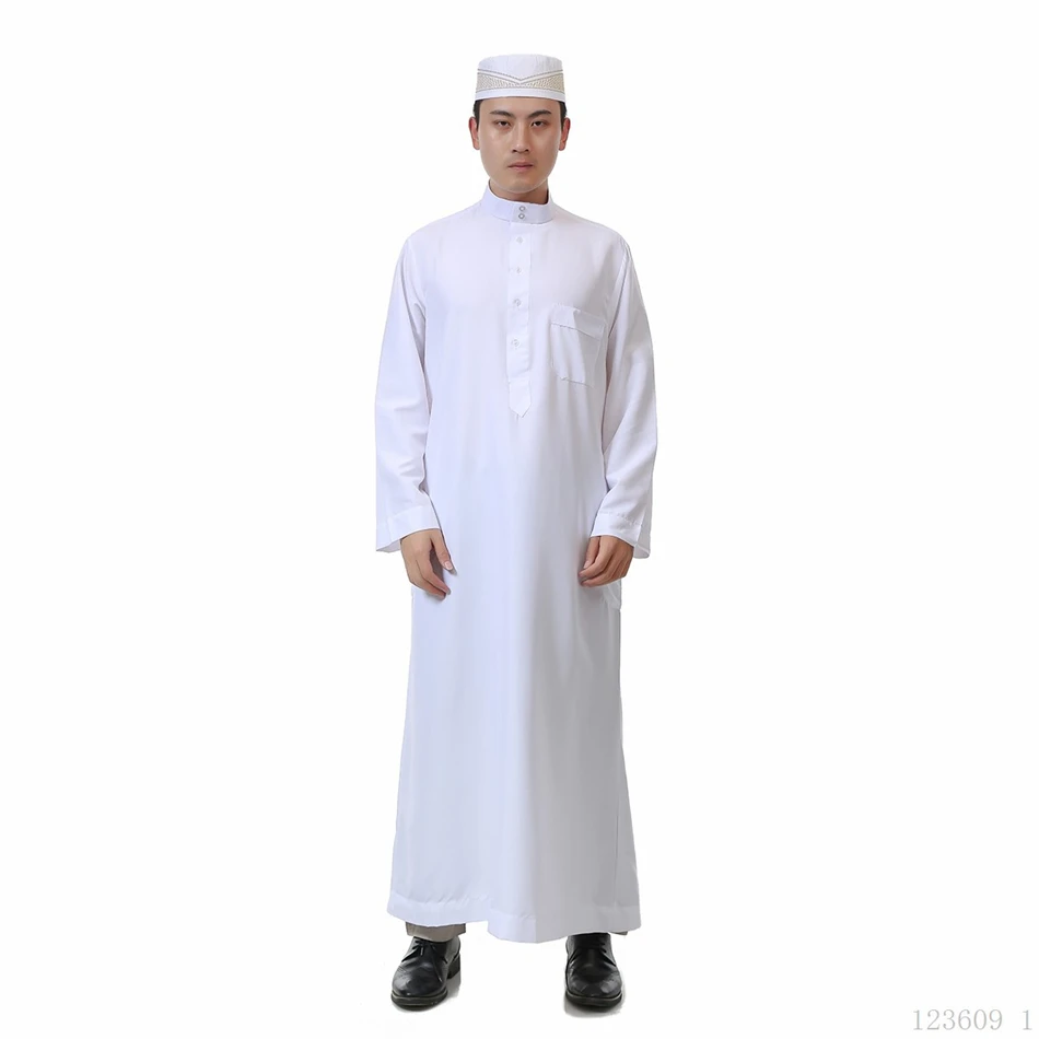 Мусульманская мода Мужская мусульманская одежда Саудовская Арабская Дубай халаты Кафтан Абая Ид аль-Фитр джубба ТОБ арабский ислам длинные халаты