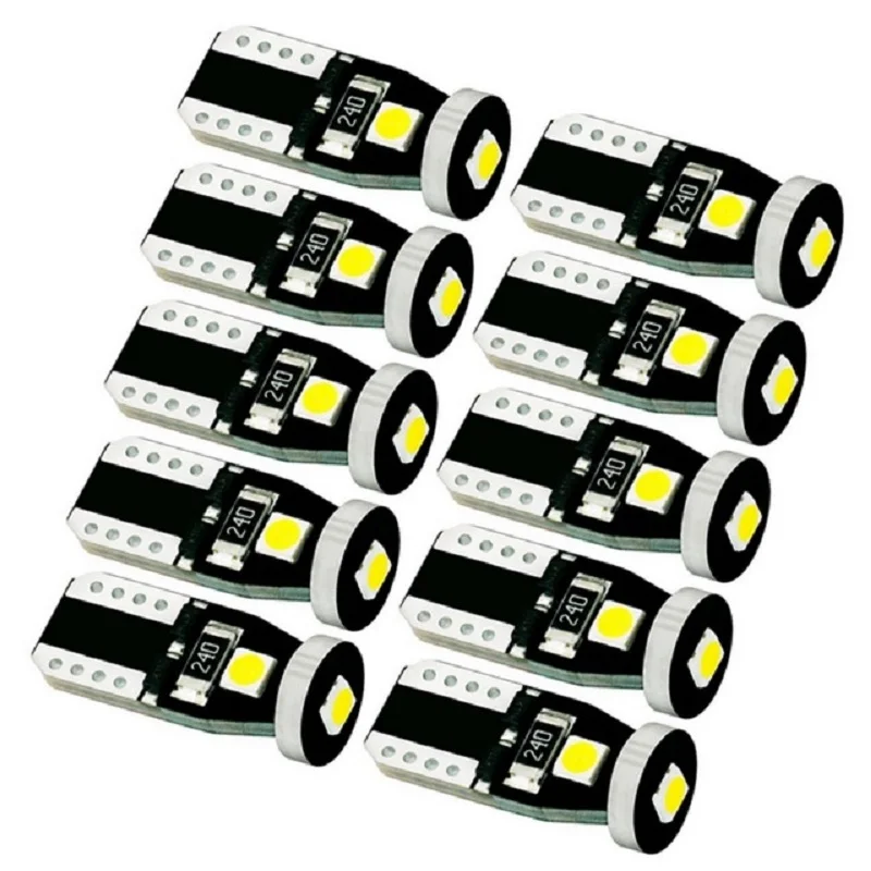 

10pcs T10 3 SMD 3030 LED Auto Clearance Lights W5W 194 168 192 3SMD LED Car Door Light Reading Lamps Dome Bulbs Canbus No Error
