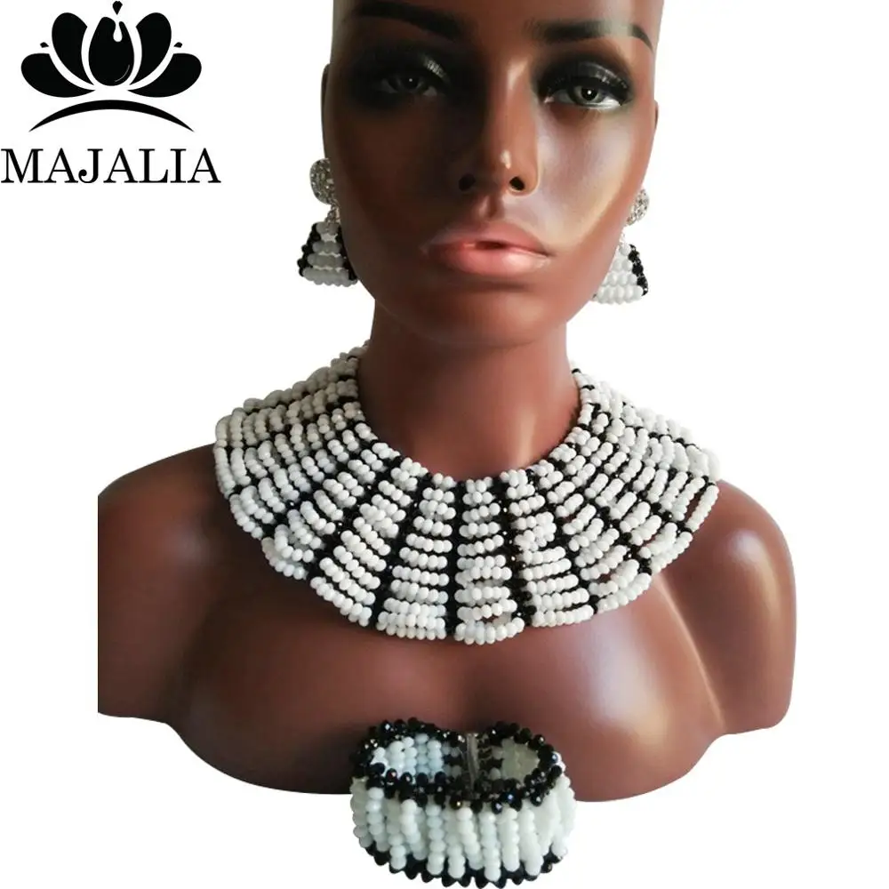 Мода нигерийские Свадебные африканские бусы комплект ювелирных изделий Браун Crystal ожерелье браслет серьги vv-234 - Окраска металла: 3