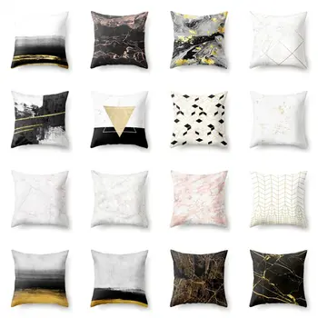 

Cotton Polyester Marble Pattern Cushion Cover Geometric Bedroom Decoration Pillow Case Living Room Cushions Cojines De Cactus
