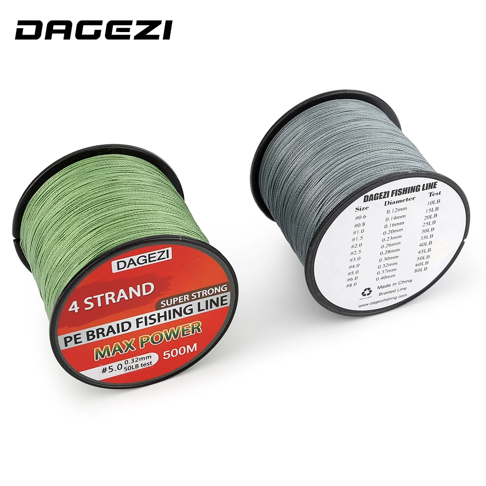 DAGEZI 500 м 10-90LB 4 нити braidedfishing лески Супер сильная Multifilament PE плетеная леска