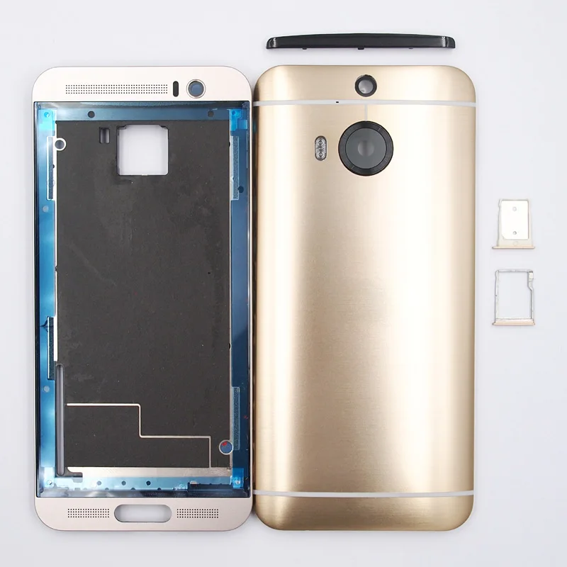 BaanSam спереди рамки батарея Дверь задняя крышка корпус чехол для HTC M9 Plus с инфракрасным простыни+ SIM карты лоток сбоку пуговицы - Цвет: Золотой