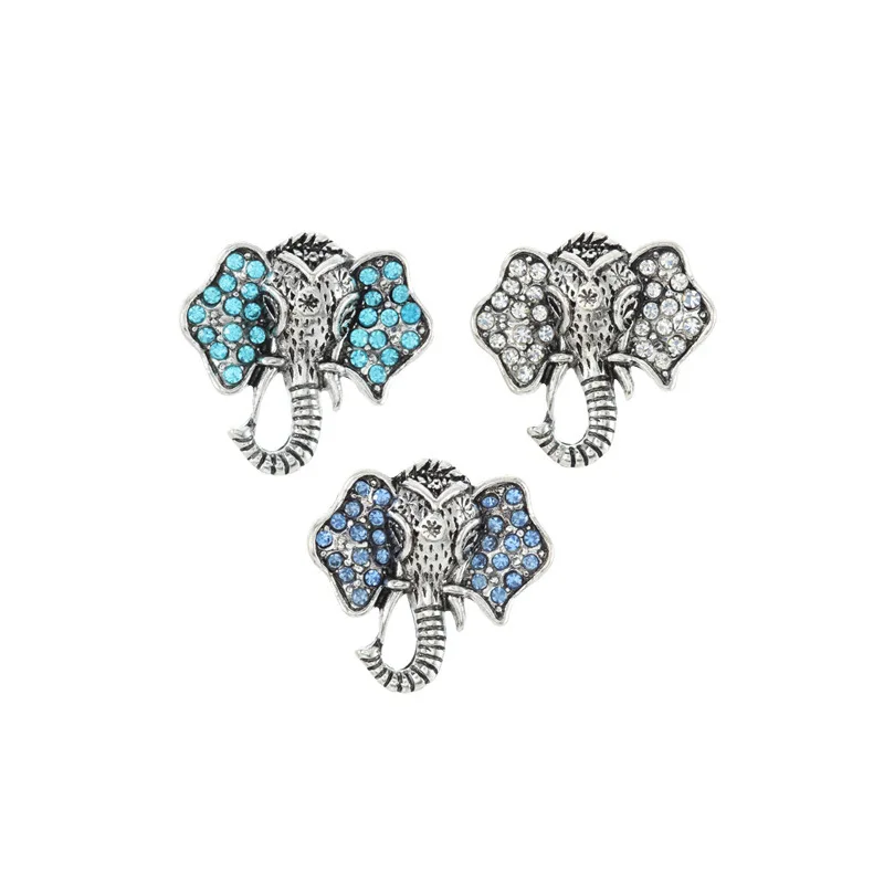 

20pcs Rhinestone Elephant Snap Button Jewelry Mixed Colors Ginger Metal 18mm Snap Buttons fit Snap Bracelet Buttons Jewelry