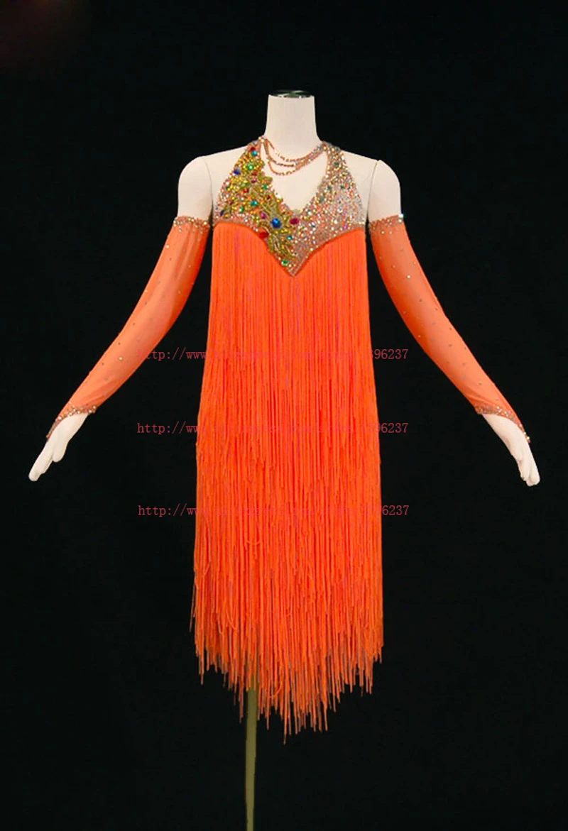 

Latin Dance Dress Women Latin Fringe Competition Costume High Quality Tassel Samba Jive Chacha Latin Dancing Skirt