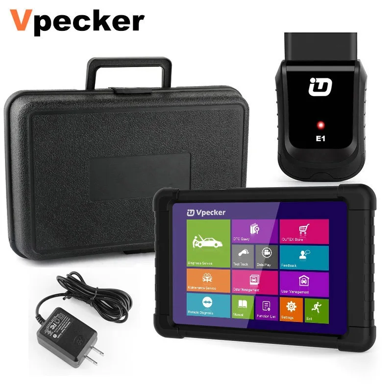 VPECKER E1 Wifi полная система OBD2 автоматический сканер TPMS ABS SAS подушка безопасности EPB сброс масла многоязычный ODB2 диагностический инструмент Бесплатное обновление - Цвет: E1 With US Plug