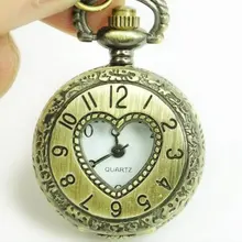 3019) 12 шт/лот сердце Винтажный стиль Леди Новое Женское Ожерелье Подвеска для часов Кварц