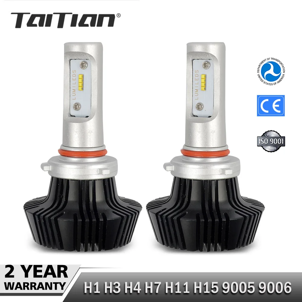 

Taitian 2Pcs CSP 55W 8000LM 6500K 12 Volt H1 H3 H7 ledlamp H 11 9005 hb3 LED HB4 Headlight Bulb Car Canbus Auto Fog Light Kit