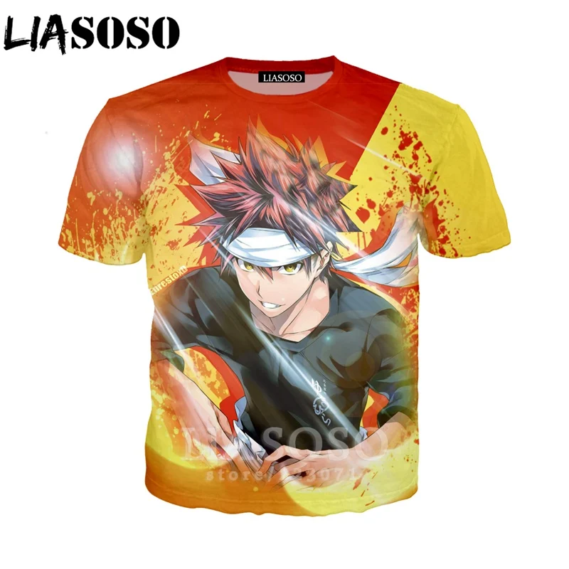 LIASOSO новый модный Мужской Женский свитшот с коротким рукавом 3D принт аниме Shokugeki no