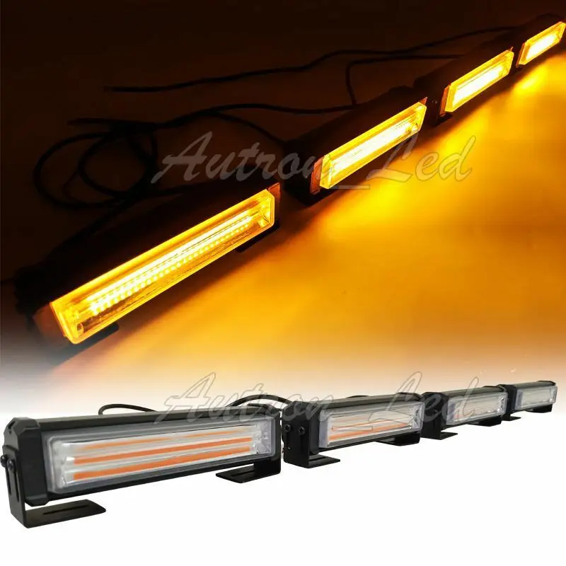 

Remote Control 4in1 64W Amber COB LED Emergency Warning Grille Strobe Light Bar