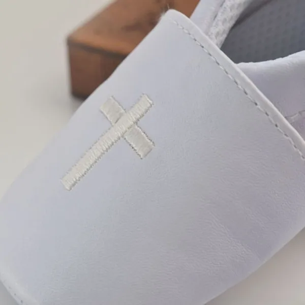 Первые ходунки для маленьких мальчиков и девочек, церковные туфли с мягкой подошвой кожаные крестик крещение туфли для крещения