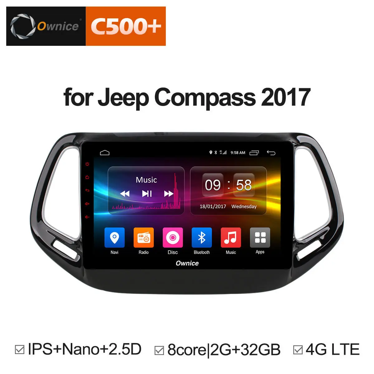 Clearance Android 8.1 Unit Auto Radio Intelligent Car DVD GPS Navigator Stereo Audio Multimedia Player for Jeep Compass 2017 TPMS DVR OBD 1