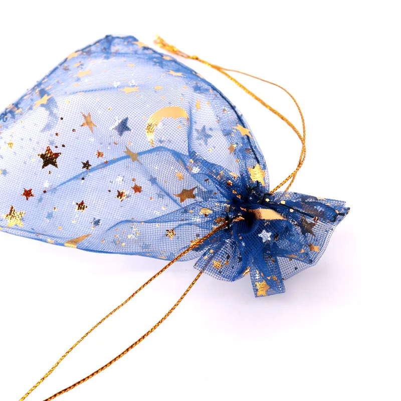 100pcs Royal Blue Organza Gift Bags 7x9cm Hot Stamping Organza Wedding Party Favor Gift Bag Jewelry Packaging Pouches Earring (2)