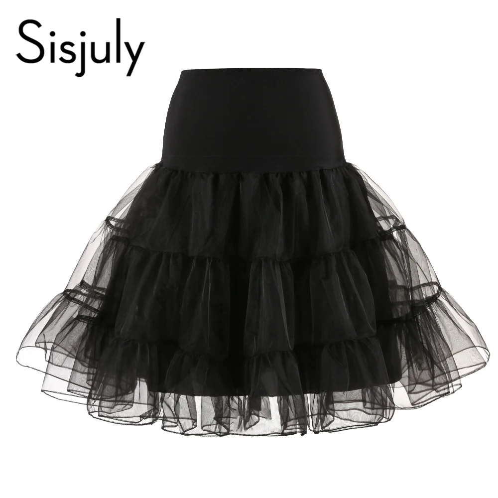 

Sisjuly Women Petticoat Underskirt A Line Skirts Retro White Black Red Yellow Pink Purple Green Party Tutu Tulle Evening