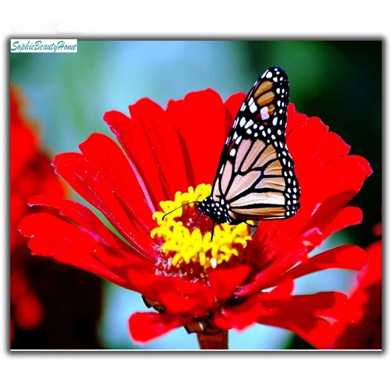 

Sophie Beauty Home 5D DIY Diamond Butterfly Flower 3D Mosaic Cross stitch Kit Wall Sticker Home Decor Pattern