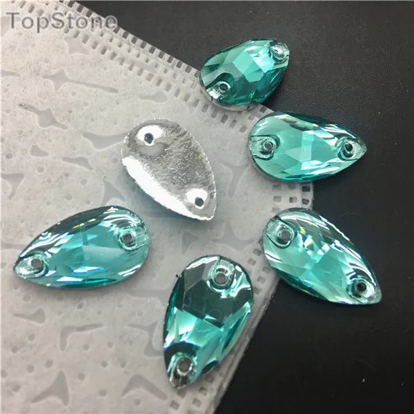 7x12 Drop 100pcs TopStone Аквамарин цвета смешанные размеры формы смолы пришить плоская подставка из горного хрусталя акриловые камни стразы и камни для платья - Цвет: 7x12 Drop 100pcs