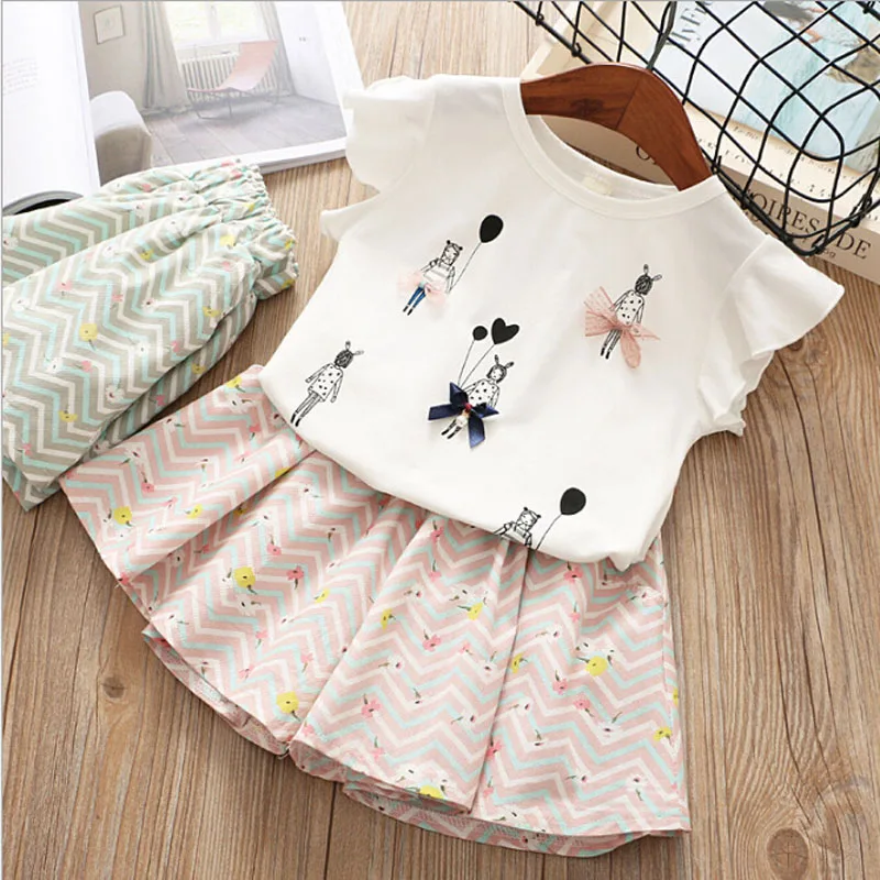 

Children Clothing 2018 Summer Girls Clothes T-shirt+Shorts 2pcs Outfit Kids Christmas Costume Sport Suit For Girls Clothing Sets