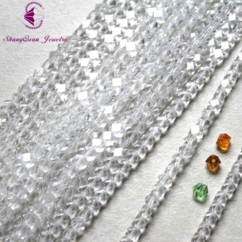 Square beads 100pcs/Bag 12fa 4x4mm AAA10 Cube Crystal Glass Loose Beads