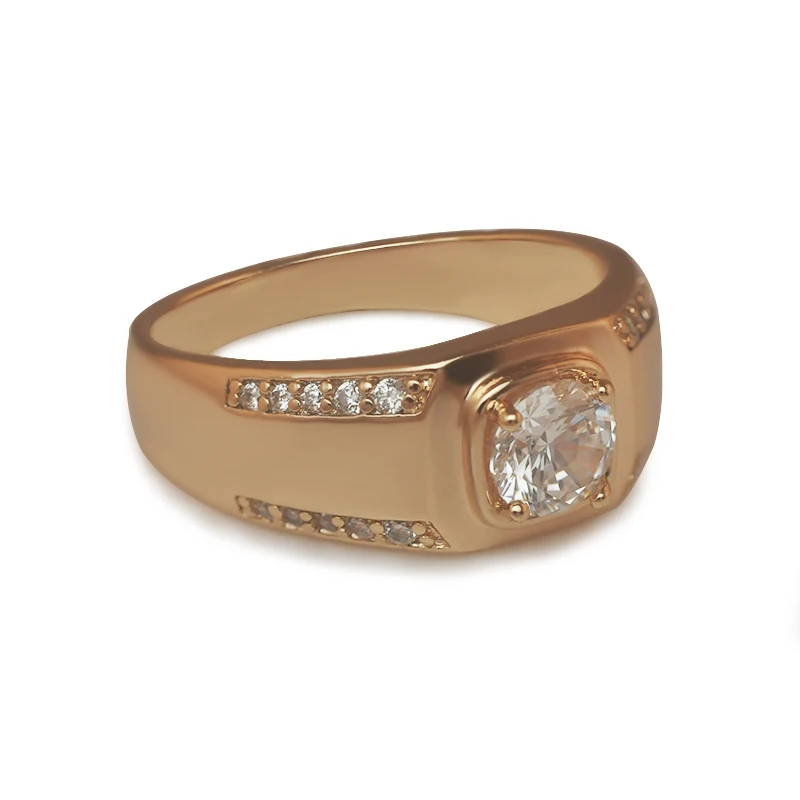 MGFam одиночный камень мужские кольца модные ювелирные изделия золотого цвета и окружающей среды для мужчин Тал медь