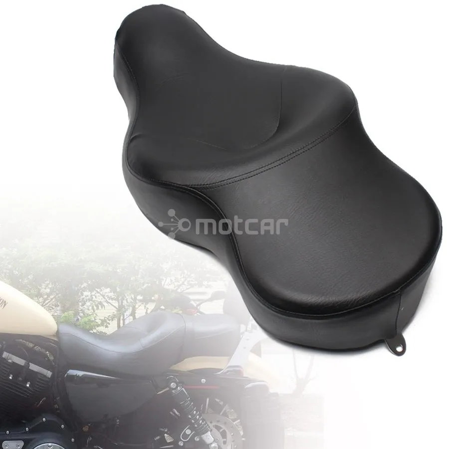 

For Harley XL883 XL1200 N Sportster 05-13 Motorcycle Black Solo Leather+Soft Foam Driver+Passenger Pillion Low-Pro Retro Seat
