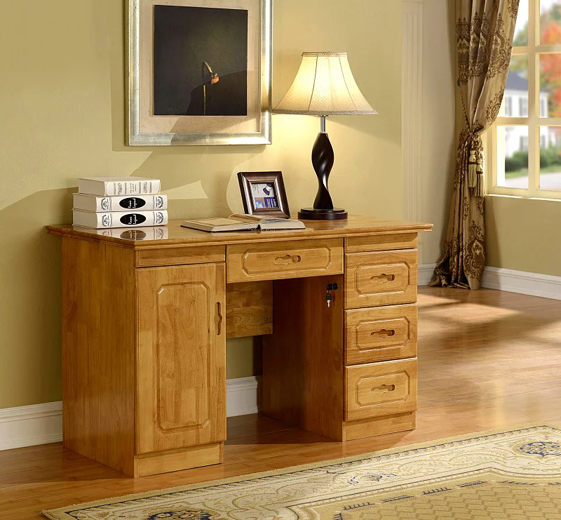 Table Oak Solid Wood Desk Office With Drawers Desktop Computer