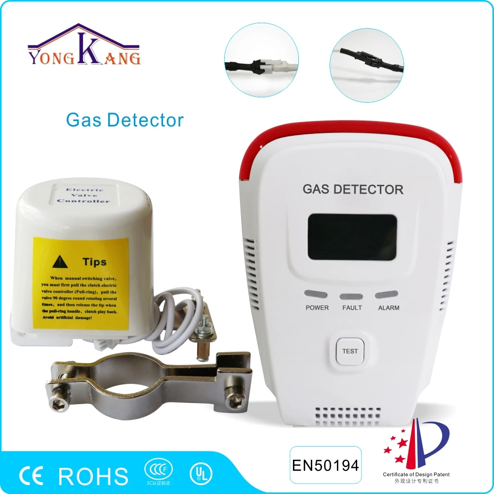 Yongkang AC110250V LPG Gas Leak Detector with DN15 Manipulator Valve