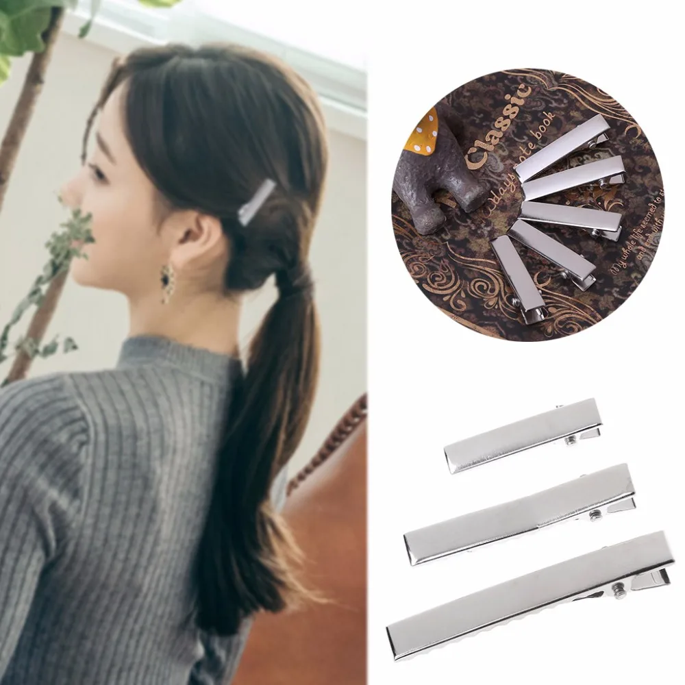 50Pcs DIY Barrette Teeth Hair Clips Utility Flat Single Prong Alligator Clips 3.2cm/4.5cm/5.5cm