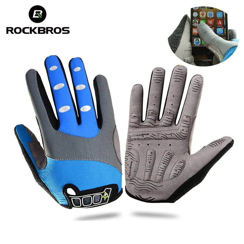 

RockBros Cycling Bike Bicycle Gloves Non-Slip Winter Thermal Fleece Gel Pad Long Full Finger Gloves Touch Screen For Smartphone