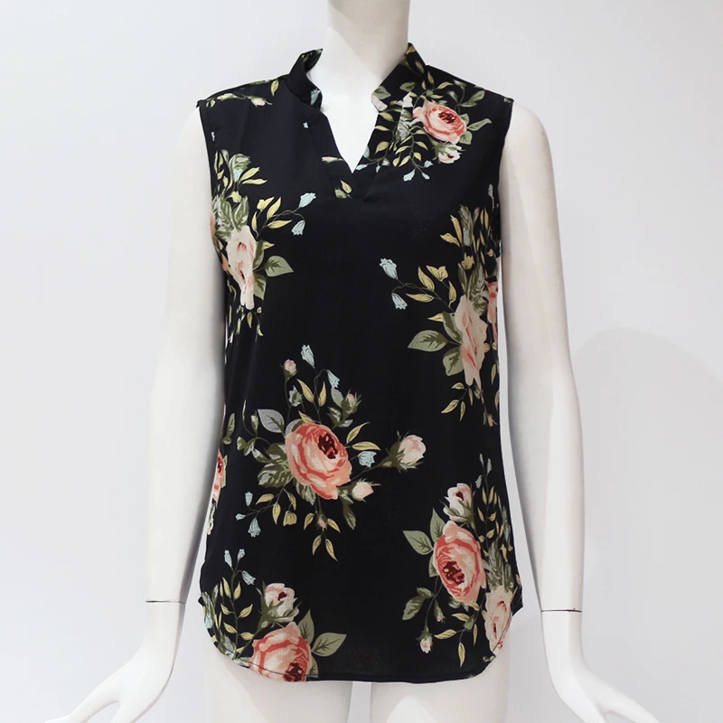 Fashion Vintage Floral Print Blouse Shirt 2020 Summer Sleeveless Chiffon Blouse Sexy V Neck Women Shirts Casual Loose Chemise Fashion Vintage Floral Print Blouse Shirt 2020 Summer Sleeveless Chiffon Blouse Sexy V Neck Women Shirts Casual Loose Chemise