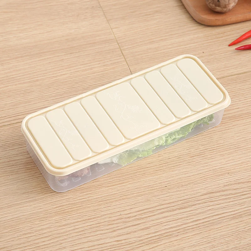 Прозрачная коробка для хранения еды на холодильник, кухонная коробка с крышкой, отделочная коробка, пластиковая упаковка для еды, органайзер для овощей - Цвет: Khaki-S