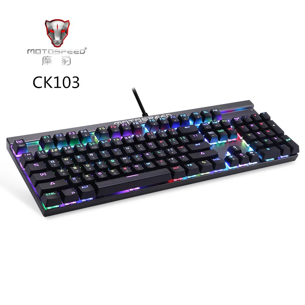 Оригинал Motospeed CK103 Проводная Механическая клавиатура 104 ключей RGB с подсветкой Gaming
