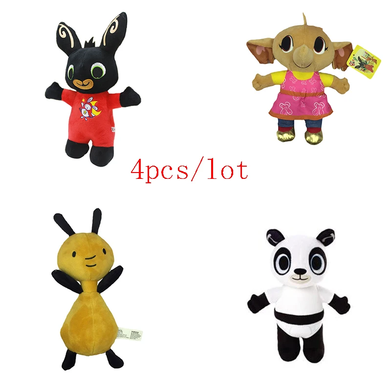 4pcs/Lot 25-30cm Cartoon Soft Bing Bunny Rabbit Toy Anime Stuffed Animals Plush Doll Sula Elepant Fox Unicorn For Girls Gifts