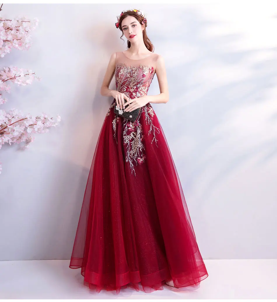 Beautiful birthday party gown 2018 evening dresses flower fairy long Prom Dress burgundy formal dress graduations party pearls Beautiful birthday party gown 2018 evening dresses flower fairy long Prom Dress burgundy formal dress graduations party pearls
