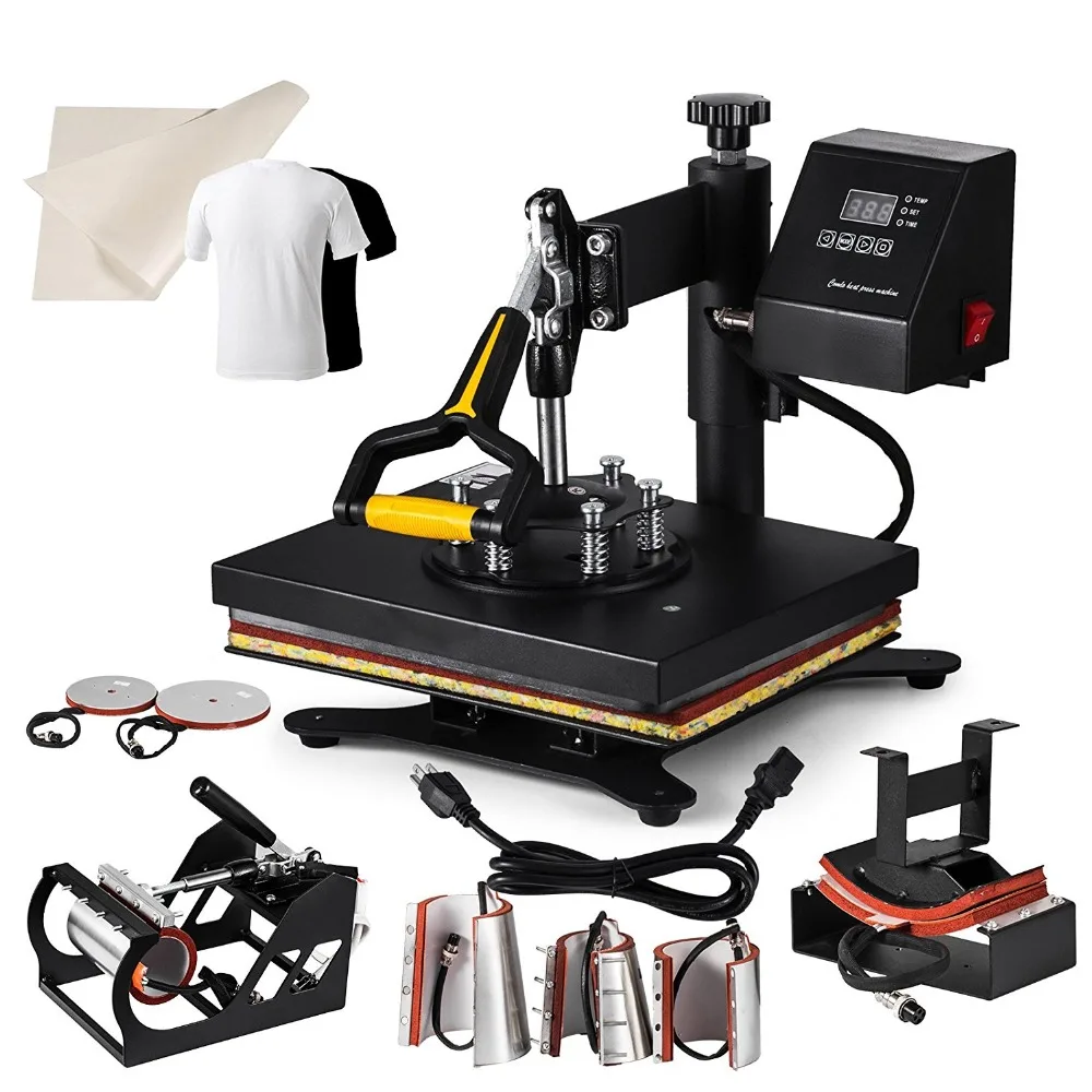 

Heat Press Machine 8 in 1 30x25cm Multifunction Sublimation Desktop Iron Baseball Hat Press 12x10" Digital Swing Away Transfer