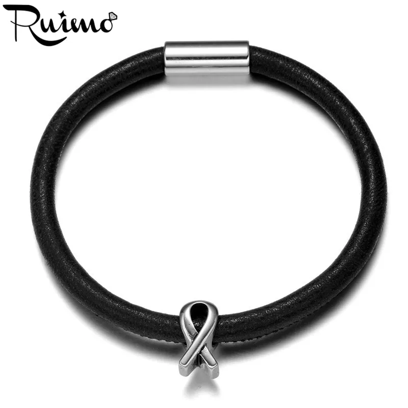 Женские браслеты RUIMO модные из нержавеющей стали 316l 5 мм|bracelet jewelry|breast cancerbraided leather |