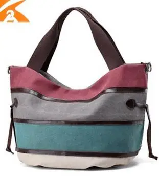 

2017 new fashion simple splicing Europe and the United States trend ladies canvas bag big bag national wind handbags