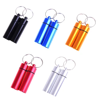 

2Pcs/Lot Waterproof Aluminum Pill Box Portable Mini Pill Container Bottle Storage Case Keychain 52*22MM