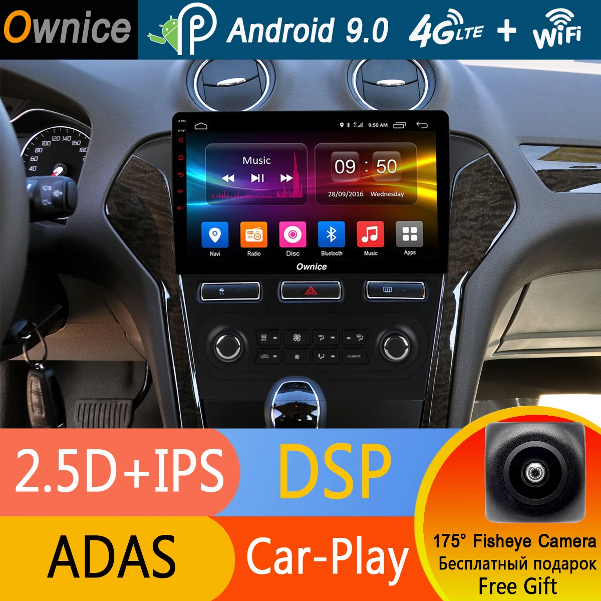 

10.1" 2.5D IPS 1din Android 9.0 Octa Core Car DVD Player For Ford Mondeo 2011 2012 MT AT 4GB RAM+32GB ROM GPS Radio CarPlay DSP