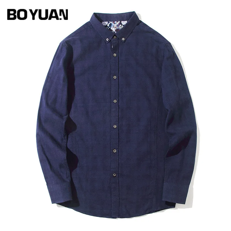Boyuan 2018 Для мужчин модные Повседневное рубашка с длинными рукавами Slim Fit мужской