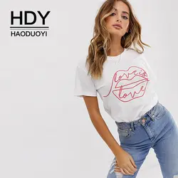 HDY Haoduoyi 2019 новые модные летние простые женские повседневные футболки с круглым вырезом и коротким рукавом, хлопковые футболки