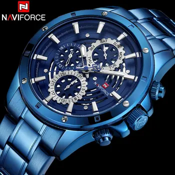 

NAVIFORCE Luxury Brand Quartz Watches Men Stainless Steel Skeleton Sport Watch Mens Fashion Waterproof Clock Relogio Masculino