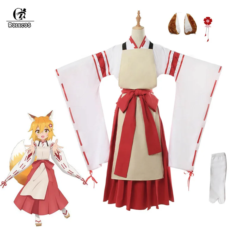 

ROLECOS Anime The Helpful Fox Senko-san Cosplay Costume Senko-san Cosplay Kimono Sewayaki Kitsune no Senko-san Costume Women