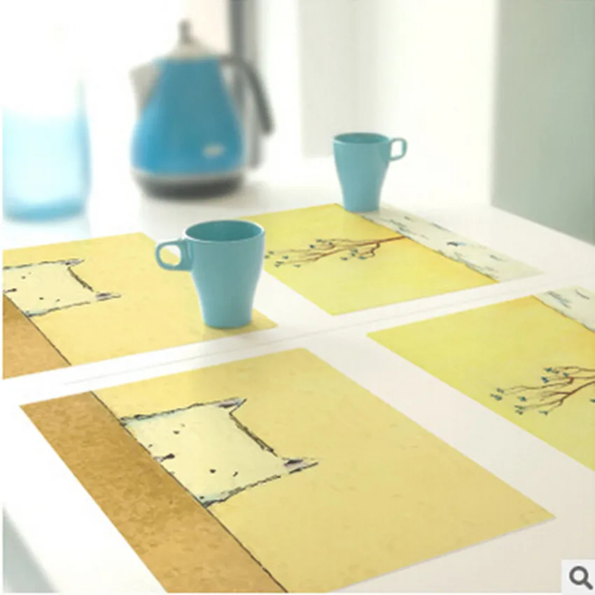 CFen A البلاستيكية طاولة طعام مكان الحصير للماء المطبخ الجدول حصيرة الحرفية لكأس عاء لوحة 2 قطعة