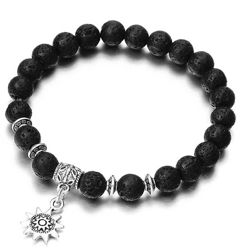 

NS14 Distance Bracelet Classic Natural Stone Black Yin Yang Beaded Bracelets For Men Women Best Friend Hot Summer Jewelry
