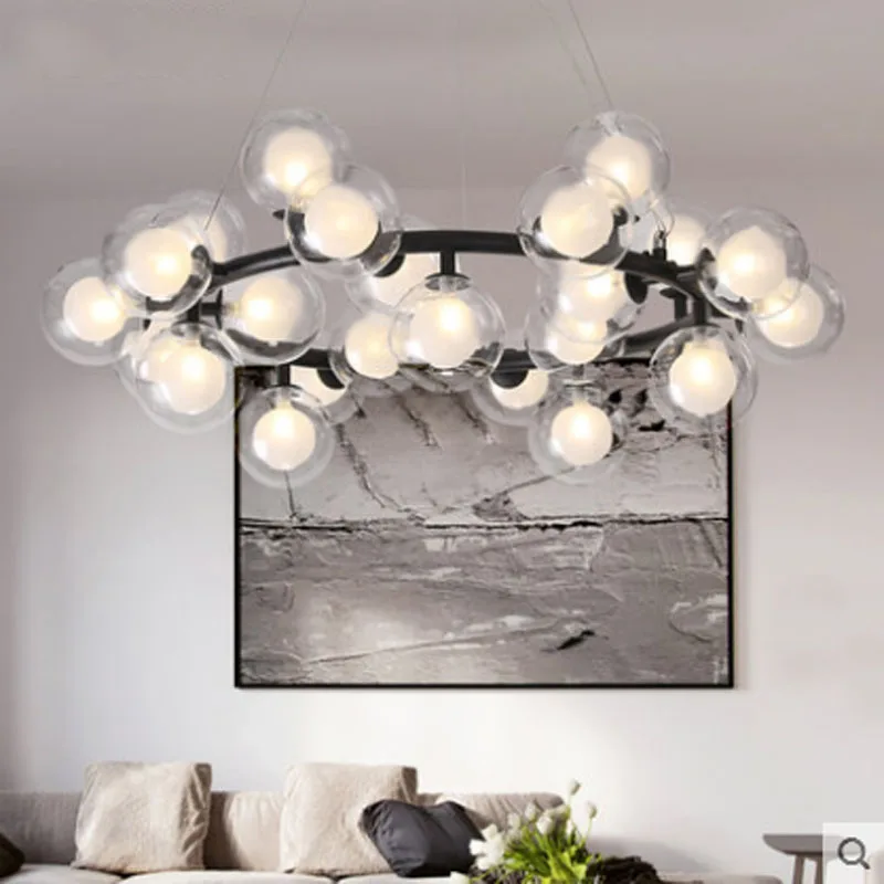Modern Circular Magic Beans Glass Ball Pendant Lamp Nordic Creative Bedroom Living Room Dinning G4 LED Lighting Fixture | Лампы и