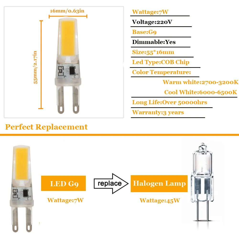5 шт./лот Bombillas Светодиодная лампа с регулировкой G9 G4 E14 220 V 7 Вт лампада E14 светодиодный светильник переменного тока DC 12 V лампы с cob-светодиодами заменить 45 Вт галогенных ламп