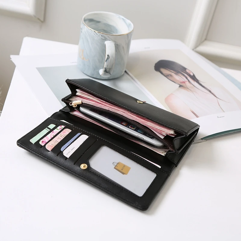 

Wallet Female Long Section Fashion Simple Sweet Bow Large Capacity Ladies Students Long Wallet Clip