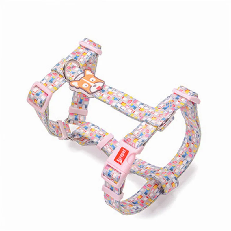 harness Собачий ошейник нейлоновый модный принт собака шлейка с поводком набор не тянет дроссель Бесплатный собачий ошейник поводок набор для маленьких средних щенков - Цвет: harness