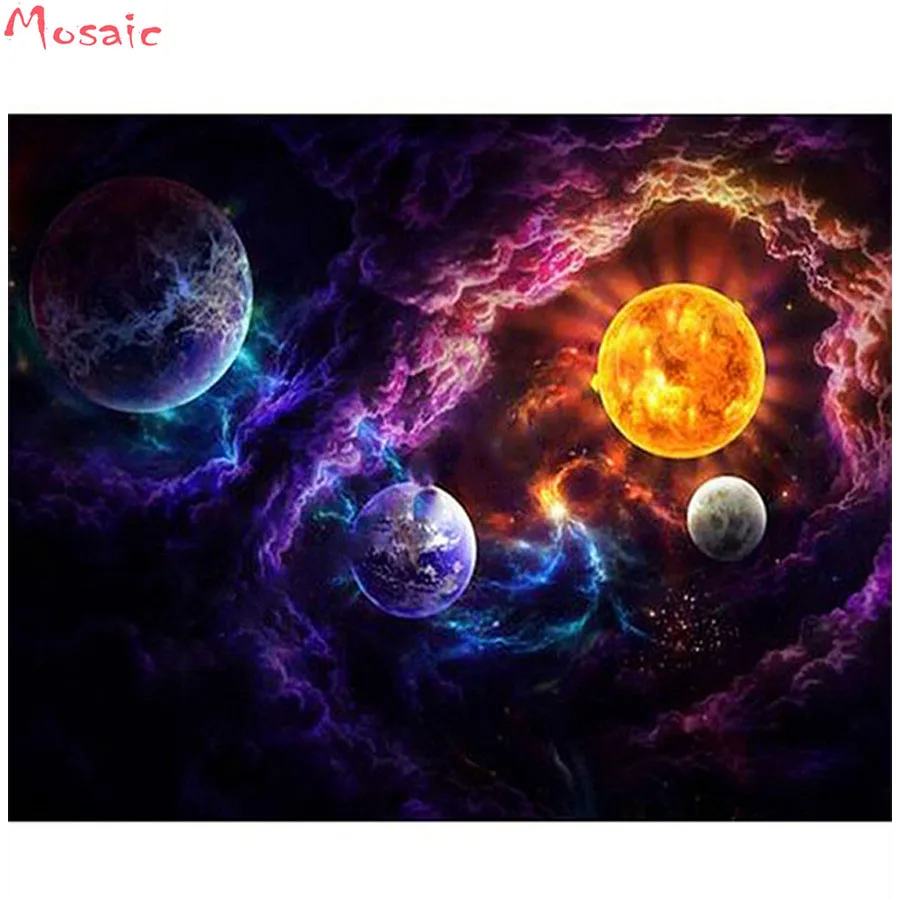 

Алмазная вышивка из бисера «Вселенная», квадратная 5D картина «сделай сам» из страз, пейзаж, звезда, 3d картина стразы, Декор для дома